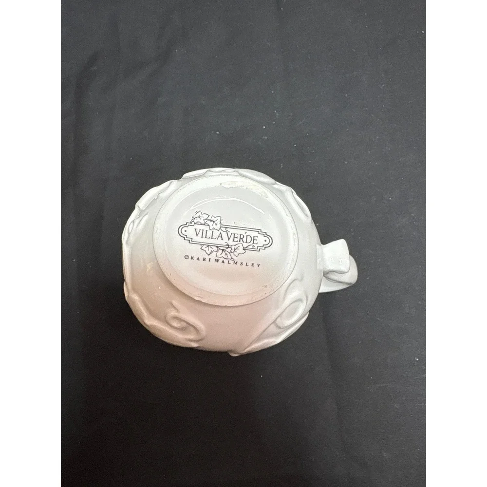 Villa Verde White Ceramic Pitcher Embossed‎ Leaf Detail Creamer Serving